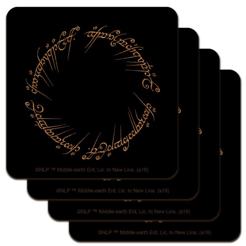 GRAPHICS & MORE Lord of The Rings Mordor Script Low Profile Novelty Cork Coaster Set - Image 1